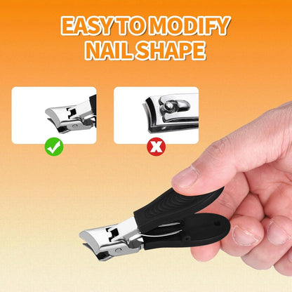 Wide nail clippers 78 x 19 cm - Anti-splash angled nail clippers with wide opening - Nail clippers for hands and feet - Pedicure and manicure tool for men and women (Black) - Image 2
