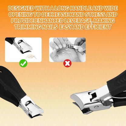 Wide nail clippers 78 x 19 cm - Anti-splash angled nail clippers with wide opening - Nail clippers for hands and feet - Pedicure and manicure tool for men and women (Black) - Image 4
