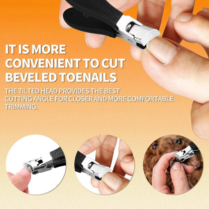 Wide nail clippers 78 x 19 cm - Anti-splash angled nail clippers with wide opening - Nail clippers for hands and feet - Pedicure and manicure tool for men and women (Black) - Image 5