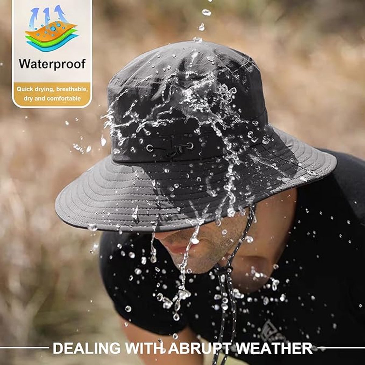 Sun hat - Fishing hat - Foldable fishing hat for women and men - UPF 50+ sun protection and waterproofing - Unisex summer hat - Hiking and rain hat - 54-58 cm - Image 4