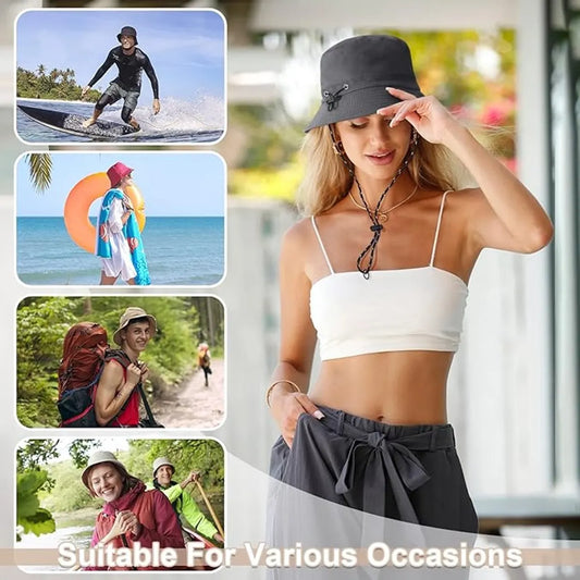 Sun hat - Fishing hat - Foldable fishing hat for women and men - UPF 50+ sun protection and waterproofing - Unisex summer hat - Hiking and rain hat - 54-58 cm - Image 5
