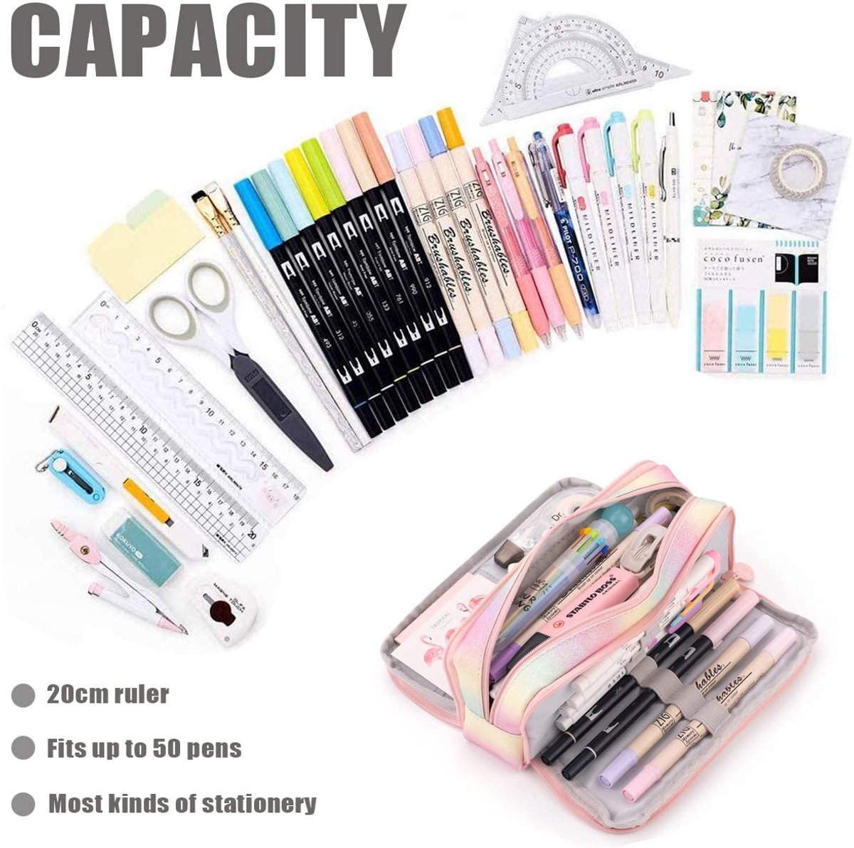 Pencil Case - Large Pencil Case - Boy's Pencil Case - Girl's Pencil Case - School Pencil Cases - School Supplies - with 3 Compartments - for Girls and Boys - Office - Makeup Gift - Image 3
