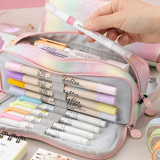 Pencil Case - Large Pencil Case - Boy's Pencil Case - Girl's Pencil Case - School Pencil Cases - School Supplies - with 3 Compartments - for Girls and Boys - Office - Makeup Gift - Image 5