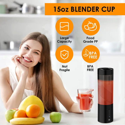 Portable Blender - Blender - Mini Blender - On-the-Go Blender - Mini Juicer - Smoothie Maker - 450 ml - For milkshakes and smoothies, 6-blade mini blender, mini blender, magnetic charger - Black - Image 2