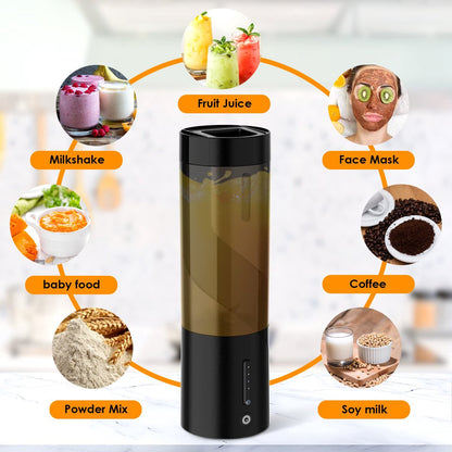 Portable Blender - Blender - Mini Blender - On-the-Go Blender - Mini Juicer - Smoothie Maker - 450 ml - For milkshakes and smoothies, 6-blade mini blender, mini blender, magnetic charger - Black - Image 5