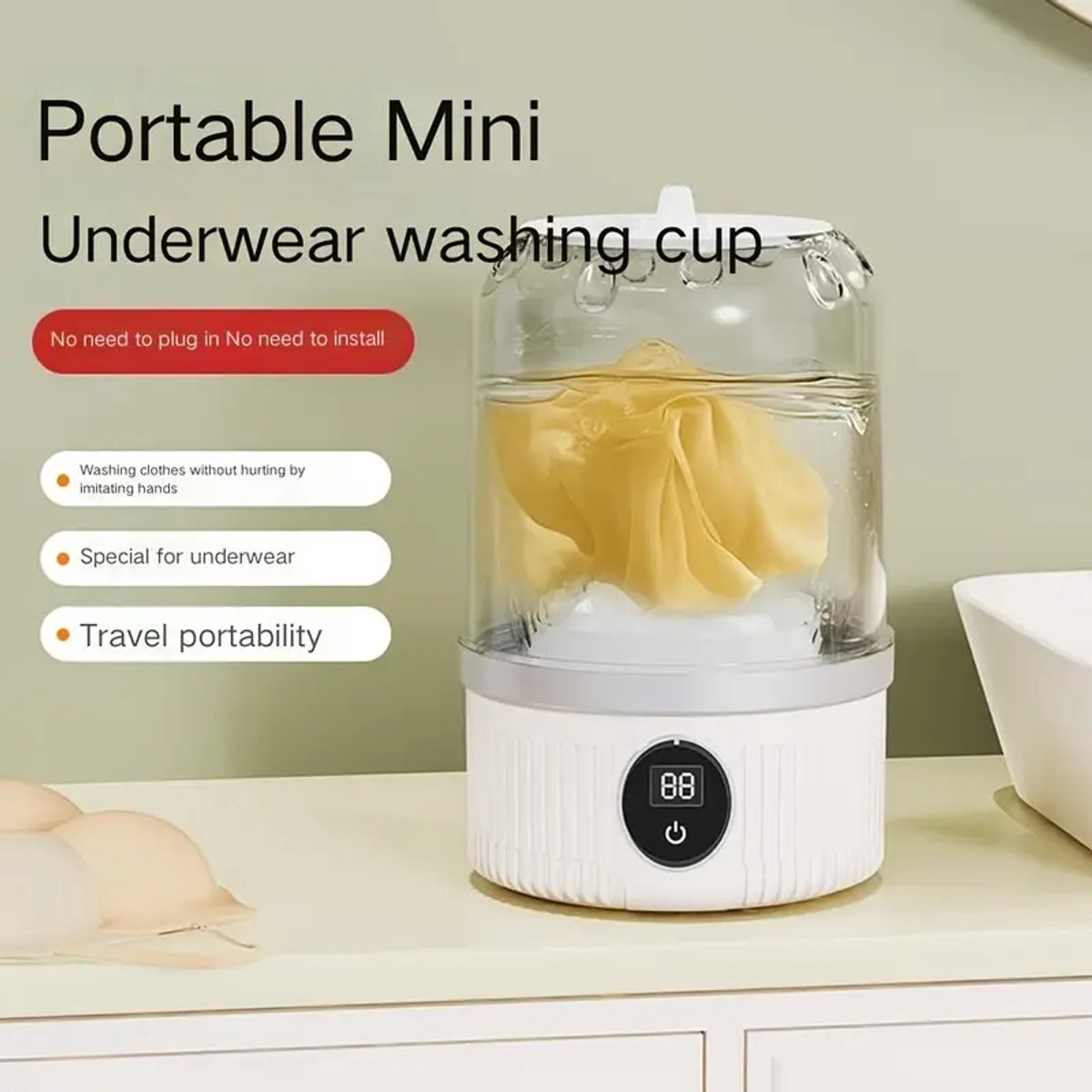 Mini Washing Machine - Underwear Washing Machine - Portable Underwear Washing Machine - Powerful Stain Removal - Compact Design - Portable and Compact - For Baby Clothes, Socks and Underwear - Image 4