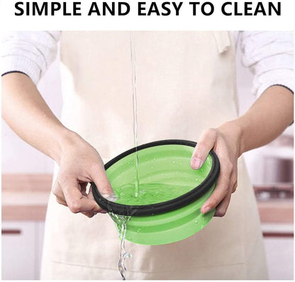 4-Piece Food Storage Container Set - Lunch Box - Collapsible Food Container - Round Silicone Lunch Box - For Camping Kitchens - BPA-Free - Green - Image 5