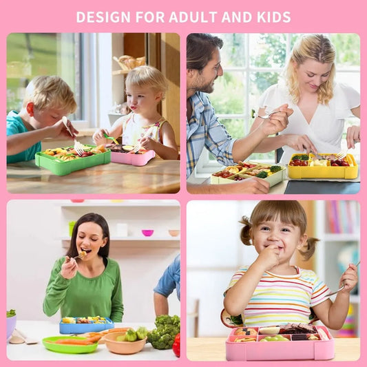 Lunch Box - Bento Box - Lunch Box - Adult Lunch Box - Children's Lunch Box - With 5 Compartments - Durable - Microwave/Dishwasher Safe - Ideal for Meals at Restaurants, Work, School - Pink - Image 4
