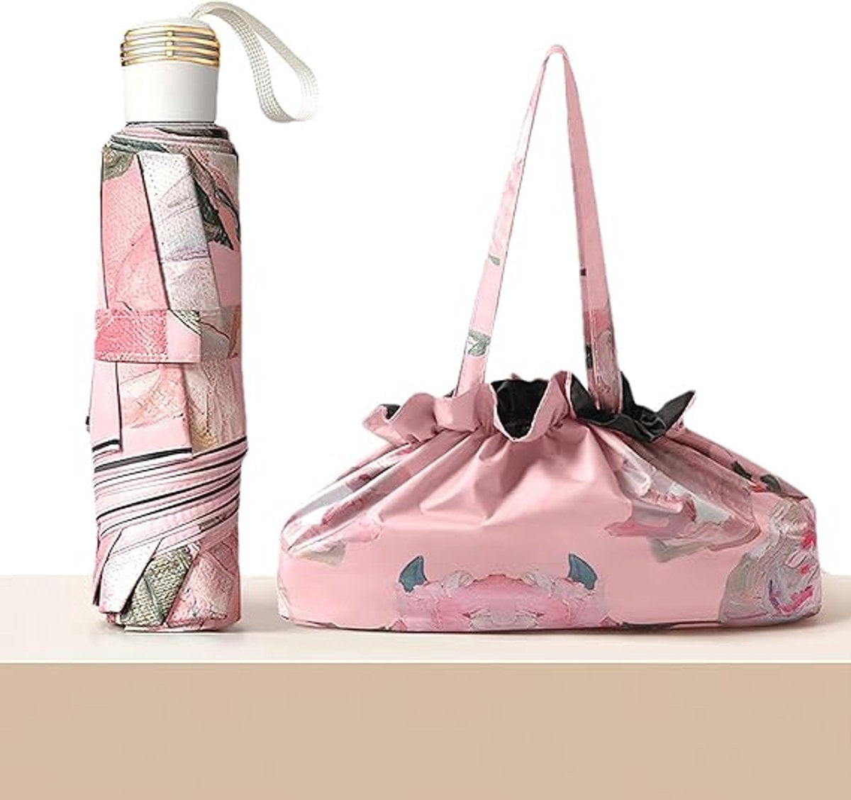 Umbrella - Mini folding umbrella - Waterproof, portable - Compact for travel - With storage bag - UV protection and windproof - Image 3