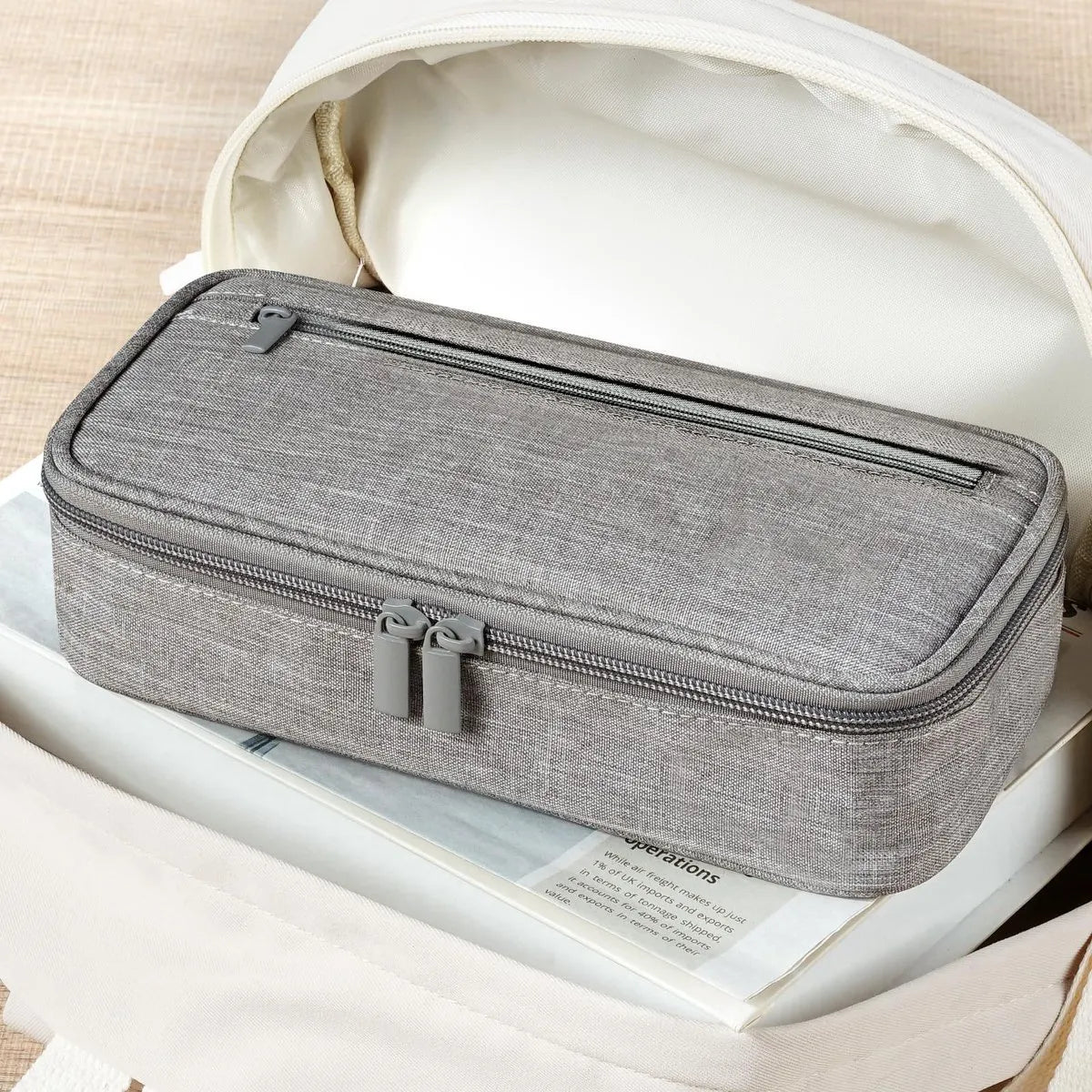 Large capacity pencil case, storage case, high-value, large capacity pencil case, stationery storage, makeup bag, office supplies, gray - Image 4