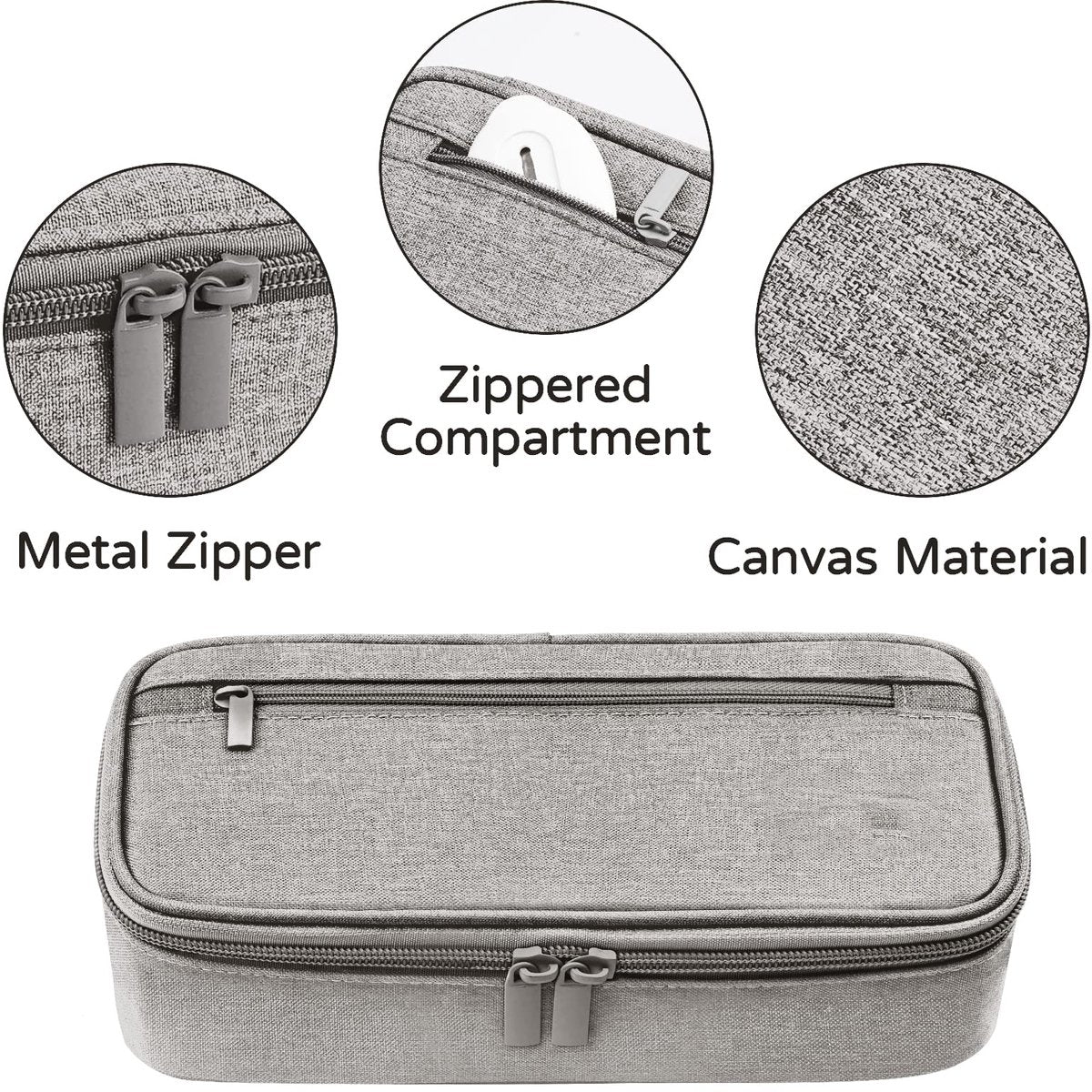 Large capacity pencil case, storage case, high-value, large capacity pencil case, stationery storage, makeup bag, office supplies, gray - Image 7