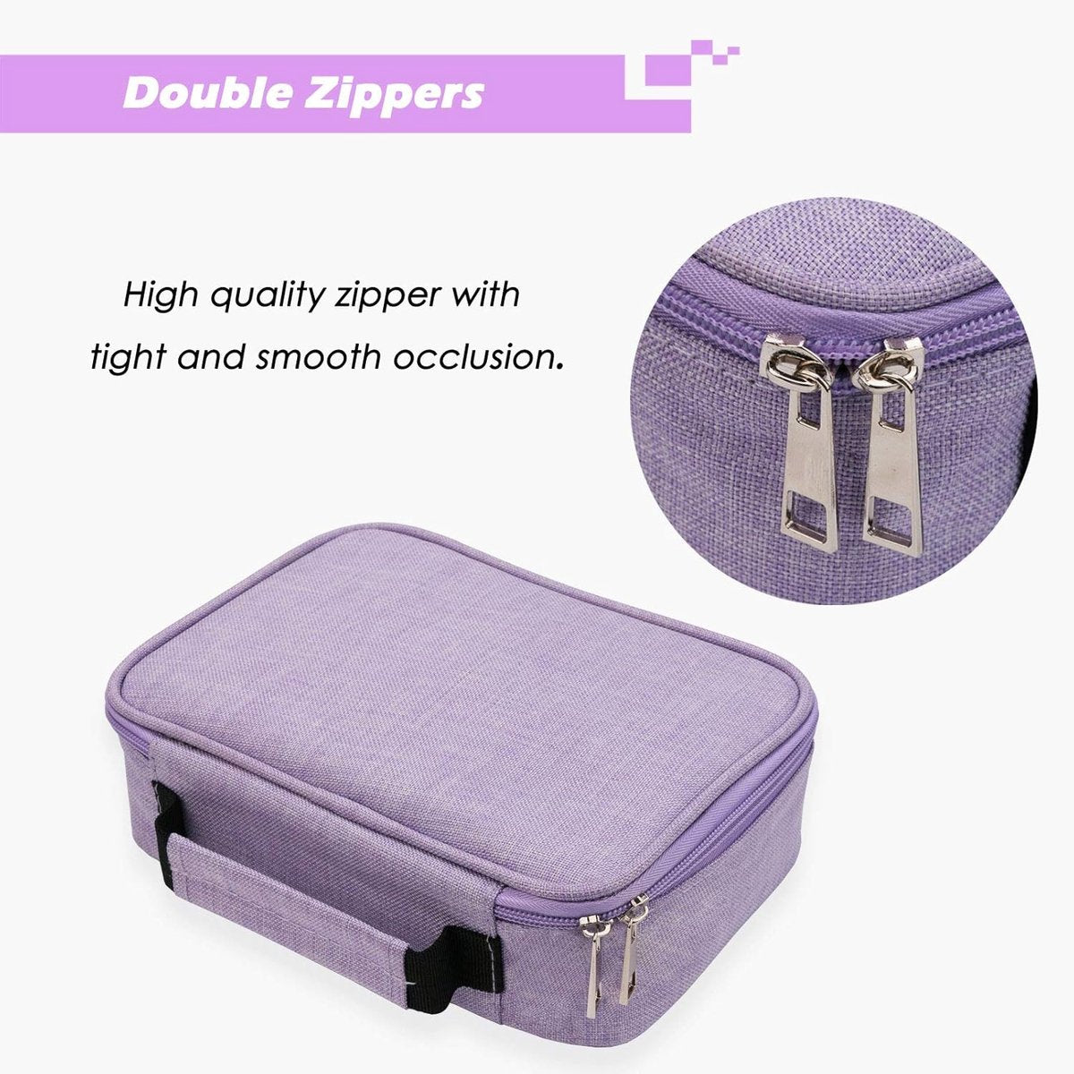 AMGOMH 72-slot pencil case, large capacity, student stationery, colored pencils, with inner pocket for small gadgets (purple) - Image 6