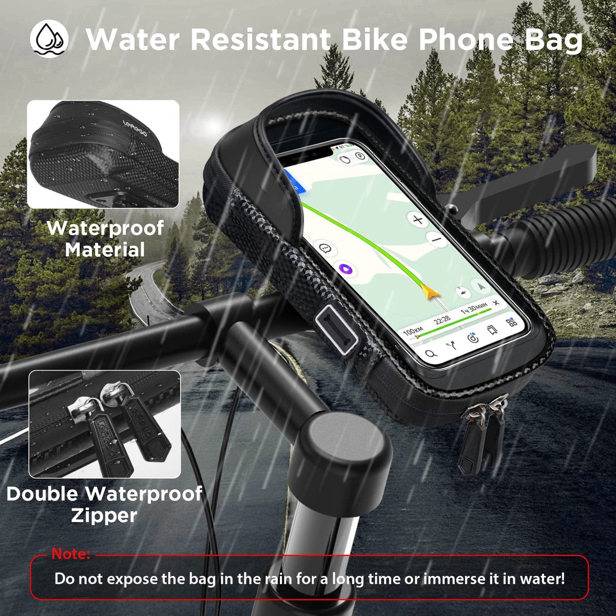 Bicycle phone mount - Mobile phone holder - Waterproof bicycle phone mount - With rotation - Universal bicycle phone mount - For smartphones under 6.5 inches - Image 2