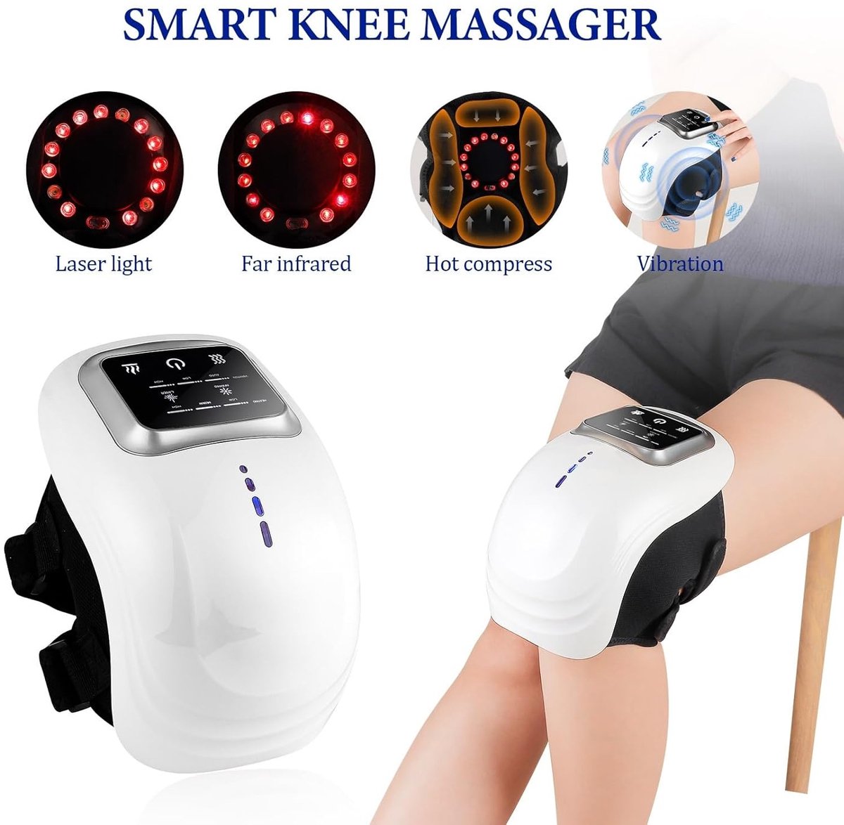 Rechargeable cordless knee massager - LED screen - For swollen and painful joints - 3 intensity levels - Temperature control - Image 5