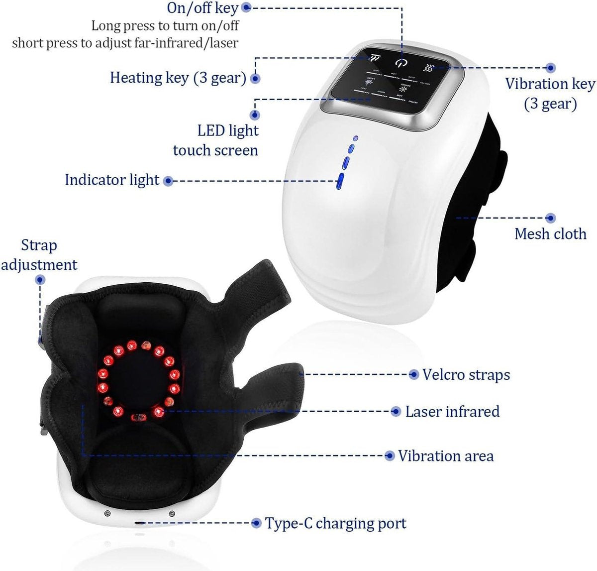 Rechargeable cordless knee massager - LED screen - For swollen and painful joints - 3 intensity levels - Temperature control - Image 9