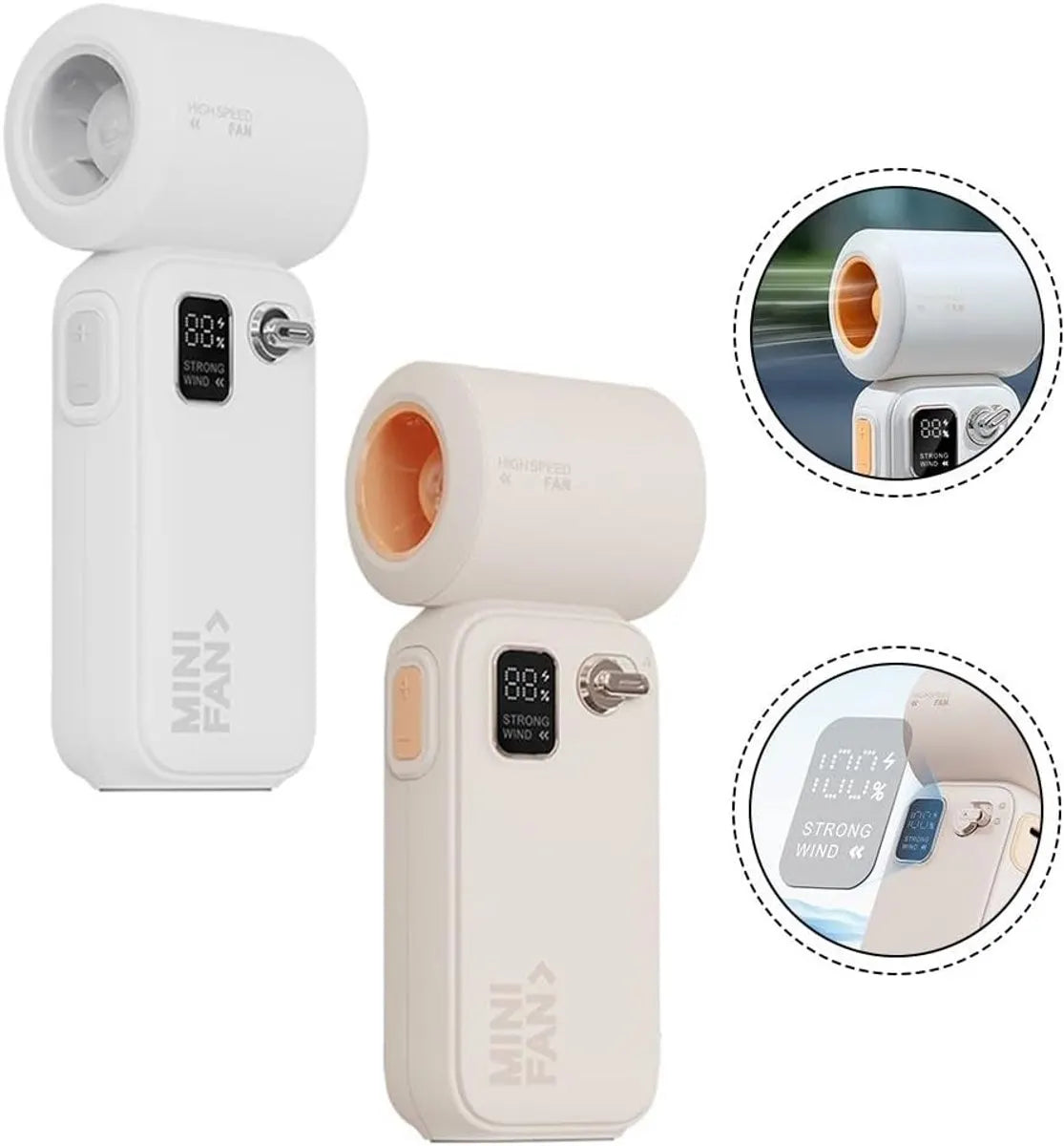 Fan - Small fan - Lightweight portable fan with intelligent airflow control and 3600 mAh battery for cooling anytime (Apricot) - Image 3