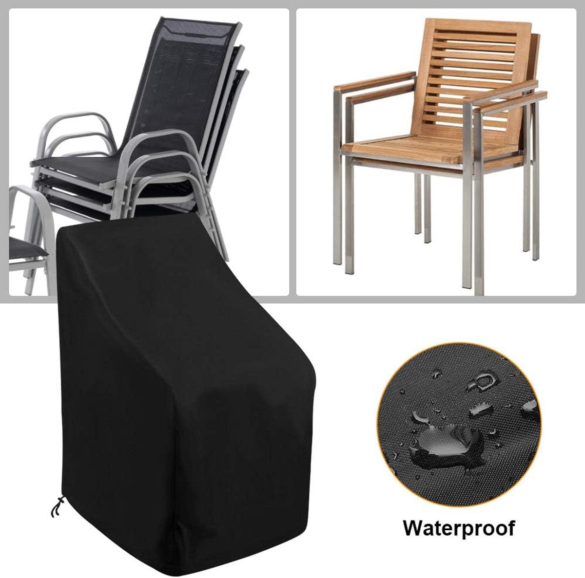 Garden chair cover, stackable chair cover, cold weather protection cover, garden chair cover, UV protection cover for garden furniture, 64 x 64 x 120 cm - Image 4