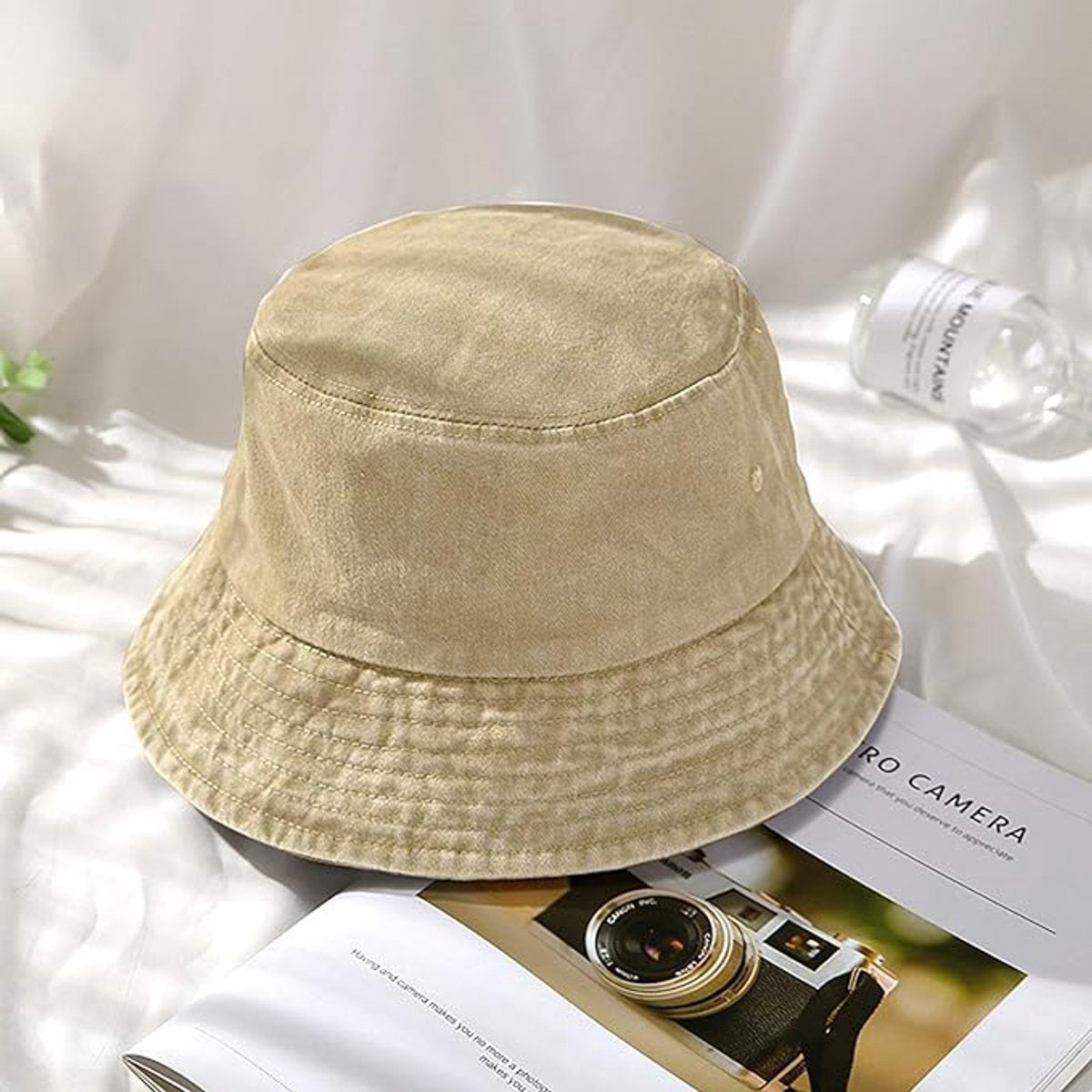 Cotton bucket hat for women and men, foldable, solid color, sun hat, fishing hat, outdoor hat, summer garden, camping, hiking, travel, beach hat - Image 2