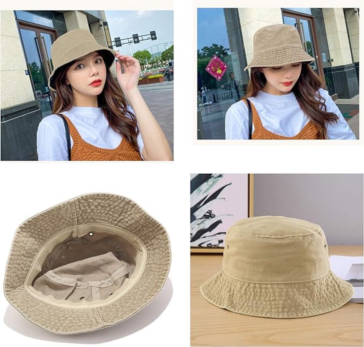 Cotton bucket hat for women and men, foldable, solid color, sun hat, fishing hat, outdoor hat, summer garden, camping, hiking, travel, beach hat - Image 3