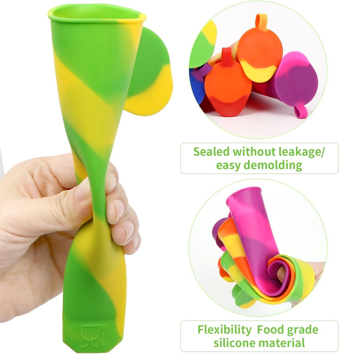 Ice Pop Mold - Ice Pop Mold - Set of 6 Ice Pops - Ice Pop Mold with Lid - Silicone Ice Pop Mold - Reusable Ice Pop Mold for Kids - BPA Free - Image 5