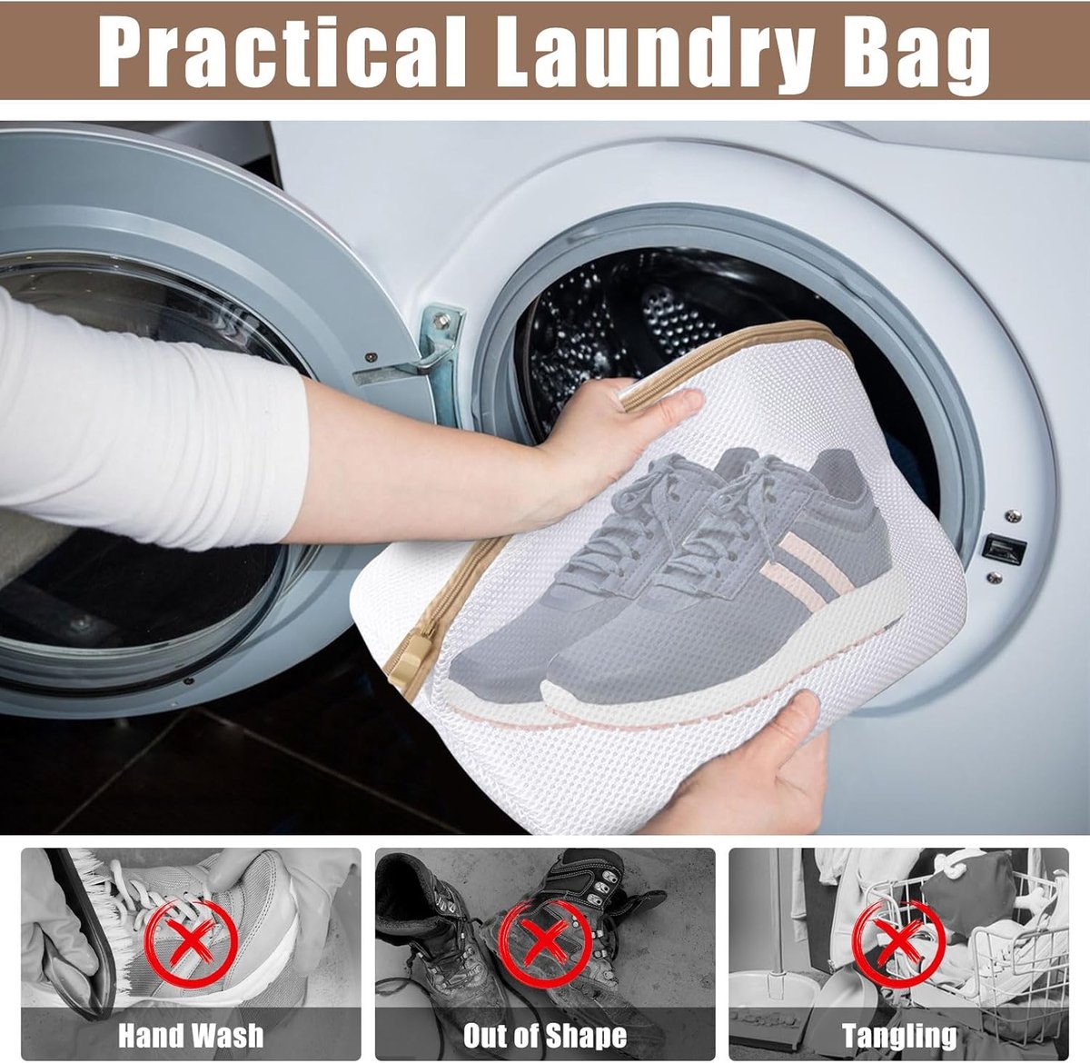 Laundry bag - Packing cubes - Laundry net - Women's shoe bag - Laundry bags with zipper - Compression zippered storage cubes - Reusable - 2 pieces - Shoe protector - Clothes - Image 3