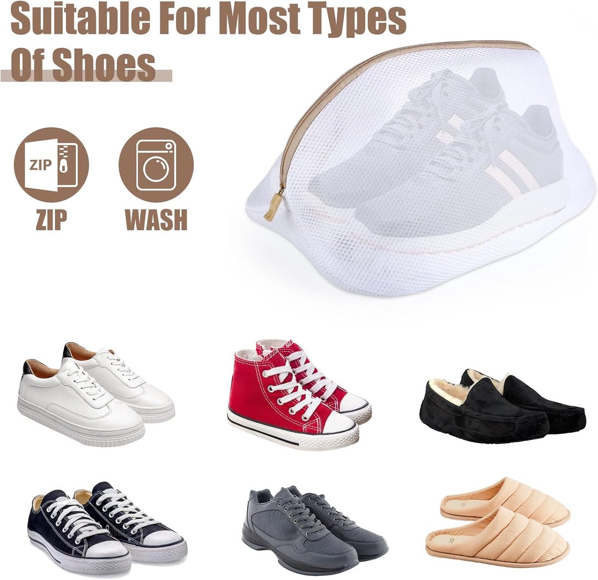 Laundry bag - Packing cubes - Laundry net - Women's shoe bag - Laundry bags with zipper - Compression zippered storage cubes - Reusable - 2 pieces - Shoe protector - Clothes - Image 4