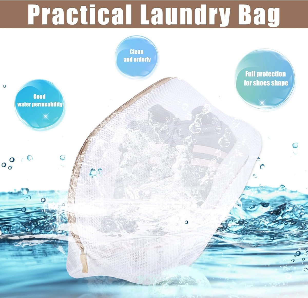 Laundry bag - Packing cubes - Laundry net - Women's shoe bag - Laundry bags with zipper - Compression zippered storage cubes - Reusable - 2 pieces - Shoe protector - Clothes - Image 5