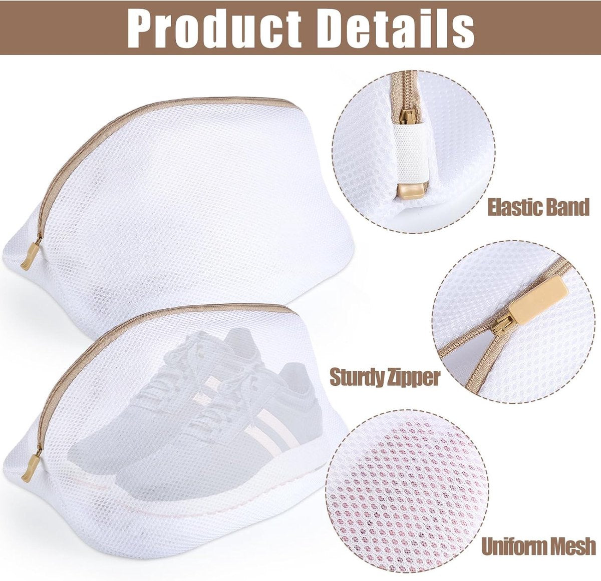 Laundry bag - Packing cubes - Laundry net - Women's shoe bag - Laundry bags with zipper - Compression zippered storage cubes - Reusable - 2 pieces - Shoe protector - Clothes - Image 6
