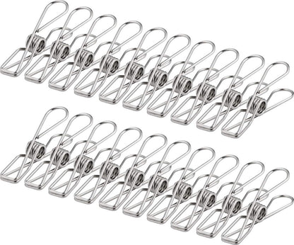 100 Stainless Steel Clothes Pegs, 60mm, Unbreakable Clips, Portable, Rustproof, 6cm Clips