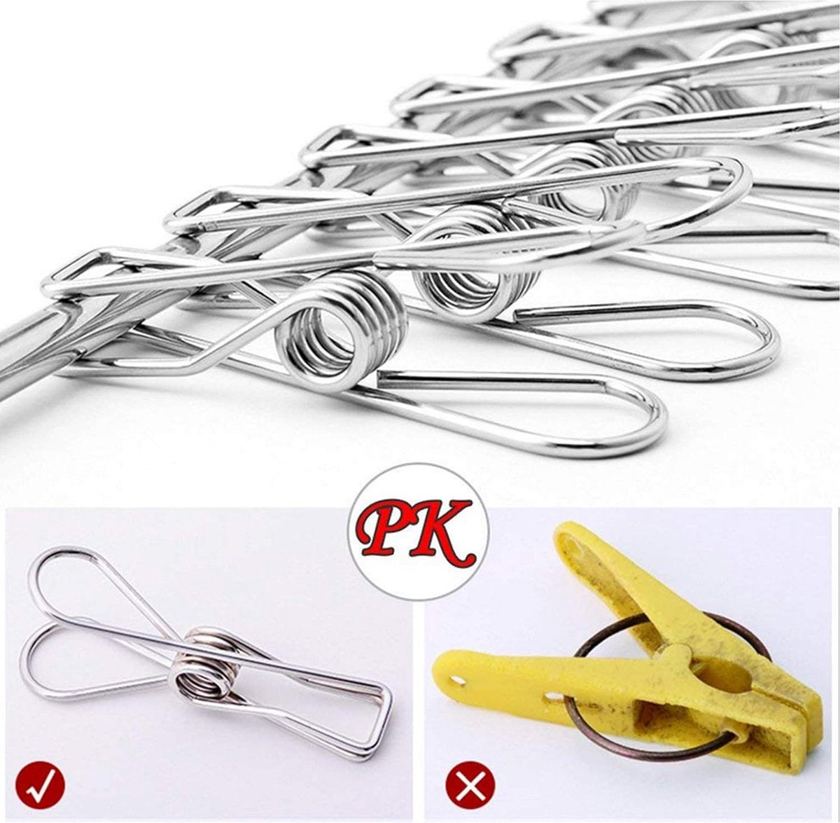 100 Stainless Steel Clothes Pegs, 60mm, Unbreakable Clips, Portable, Rustproof, 6cm Clips - Image 5