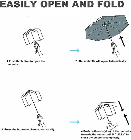 Small Folding Umbrella, Sun Protection, 8 Ribs, Travel, Automatic Open and Close with Button, Handle, Ring, Creative Outdoor, Anti-UV, Compact Suitcase Umbrella, Pocket Umbrella for Women and Children - Image 3