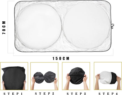 Car accessories - Car sunshade - Car sunshade - Car windshield sunshade - Universal car windshield sunshade - Foldable - UV resistant - Fits most vehicles (150 x 70 cm) - Image 4
