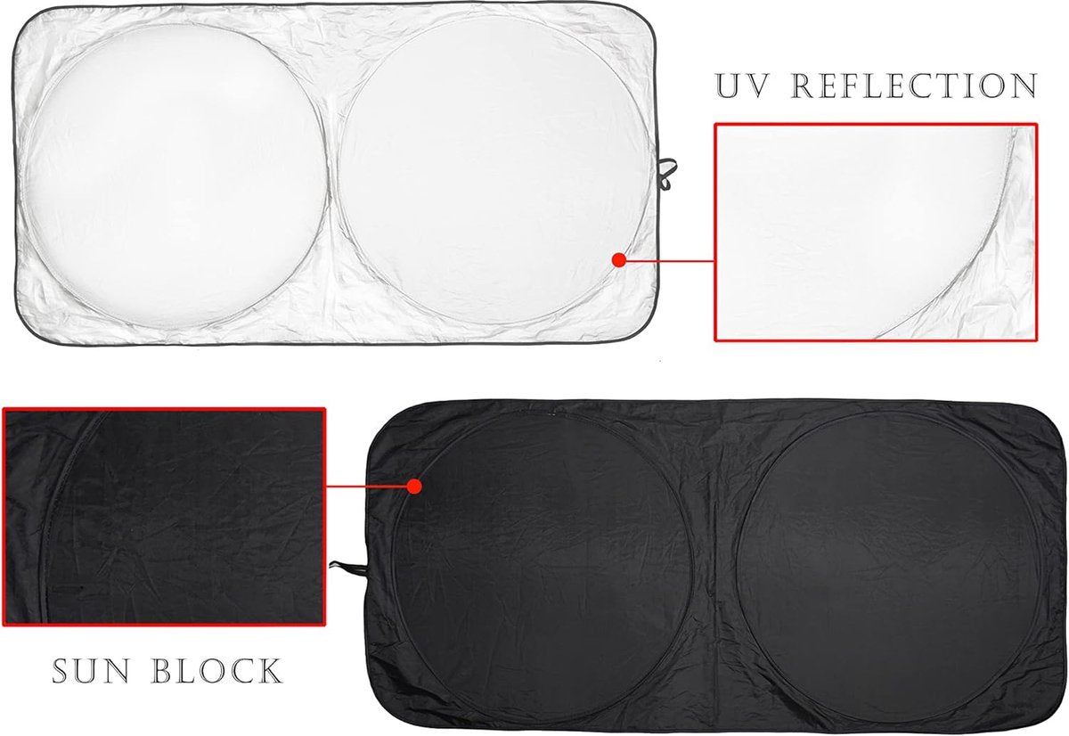 Car accessories - Car sunshade - Car sunshade - Car windshield sunshade - Universal car windshield sunshade - Foldable - UV resistant - Fits most vehicles (150 x 70 cm) - Image 7