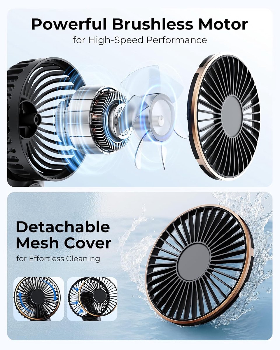 Handheld Fan - Mini Portable Fan - Rechargeable - Power Bank - 6 Settings - Black - Image 3