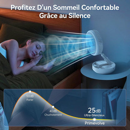 Fan - Small fan - Portable fan - Adjustable height portable oscillating fan - With remote control - Foldable - 4 speeds - For bedroom, office, travel - 7.7 inches - With - Image 2