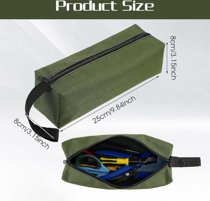 Pack of 2 10" x 3.1" zippered canvas tool bags, wear-resistant flat bottom portable tool pouch - multifunctional storage bag for tools, gadgets, cosmetics, stationery. - Image 5