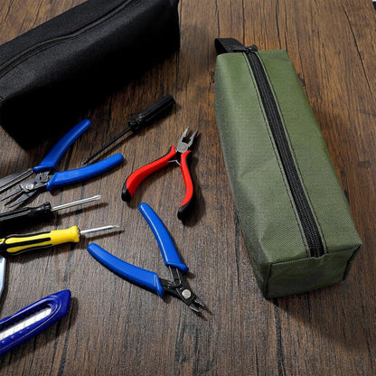 Pack of 2 10" x 3.1" zippered canvas tool bags, wear-resistant flat bottom portable tool pouch - multifunctional storage bag for tools, gadgets, cosmetics, stationery. - Image 6
