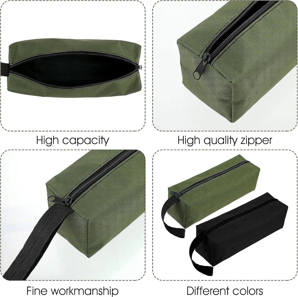 Pack of 2 10" x 3.1" zippered canvas tool bags, wear-resistant flat bottom portable tool pouch - multifunctional storage bag for tools, gadgets, cosmetics, stationery. - Image 7