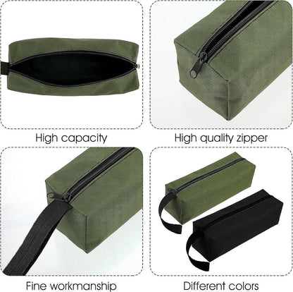 Pack of 2 10" x 3.1" zippered canvas tool bags, wear-resistant flat bottom portable tool pouch - multifunctional storage bag for tools, gadgets, cosmetics, stationery. - Image 7