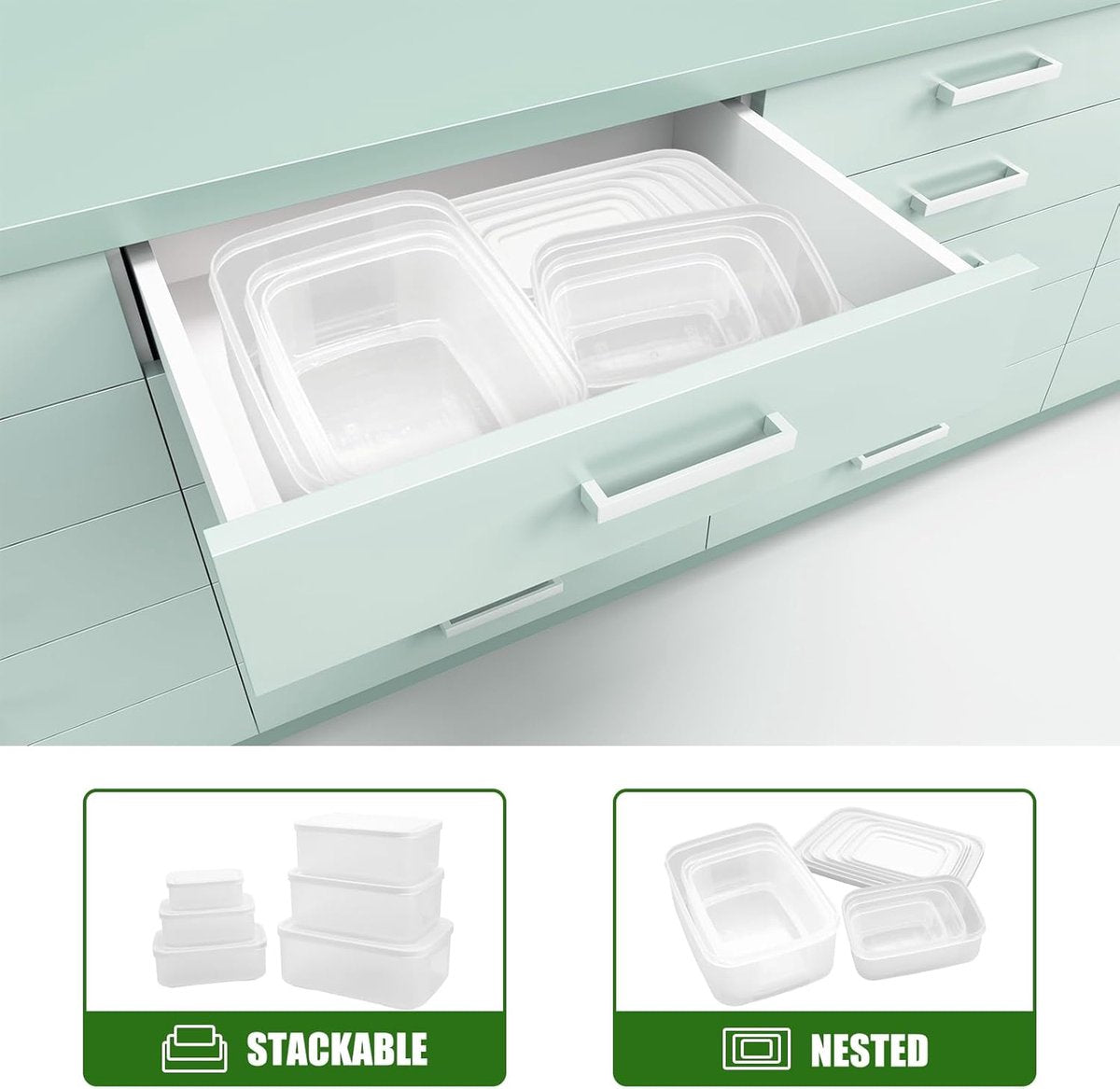 Diepvriesbakjes - Diepvriesbakjes Met Deksel - Voedselcontainers - Duurzame Snackdoosjes - Snoep Opbergdoos - Picknickdoos - Set van 6 plastic voedselcontainers met deksels - Voedselbereidingscontainers - luchtdicht - lekvrij - Image 4