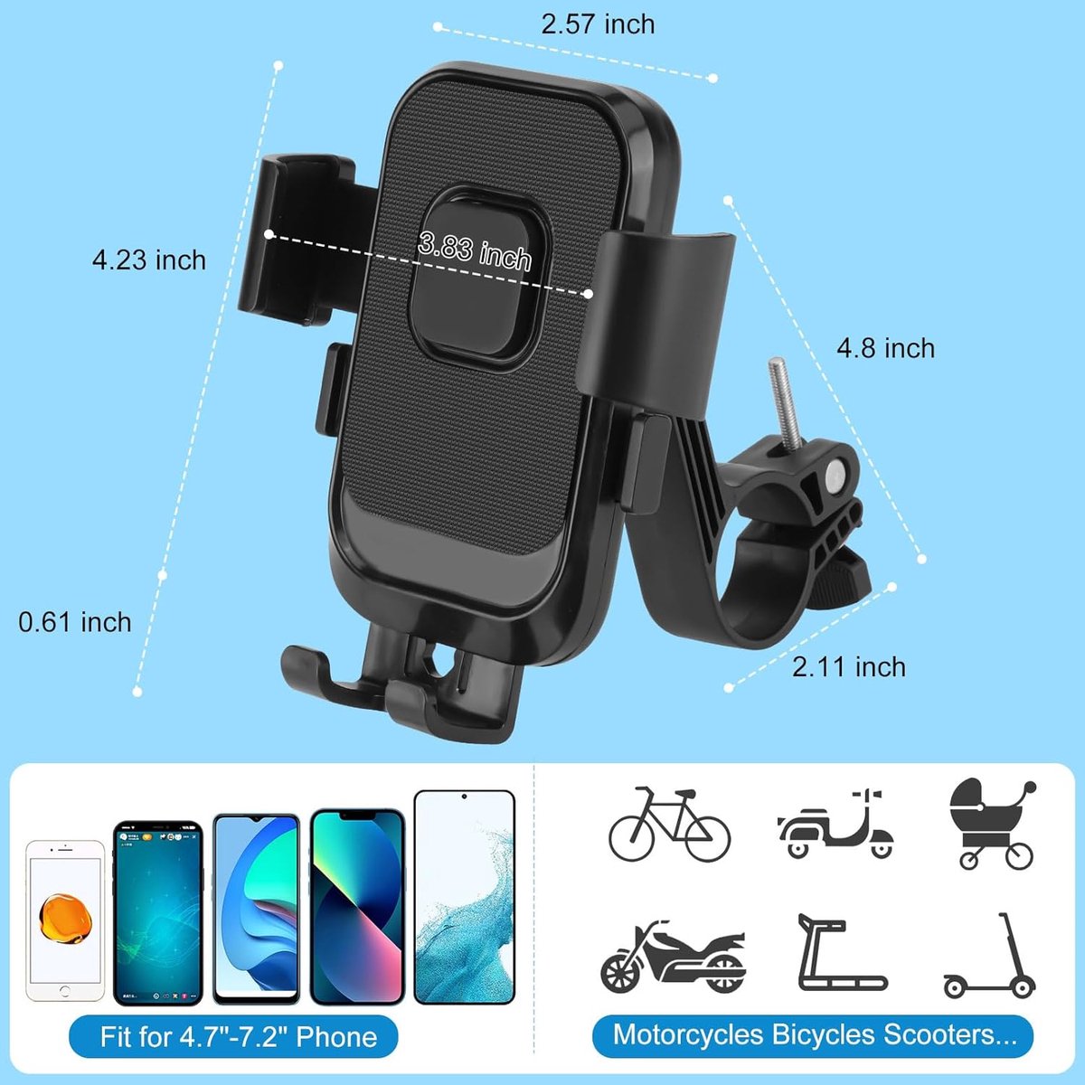 Bicycle Phone Holder - Motorcycle Phone Holder - 1 Second Automatic Locking - 360 Degree Rotating Bicycle Handlebar Phone Holder - Suitable for Mountain Bikes, Electric Scooters, and Other Models - Image 2
