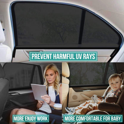 Car accessories - Car sunshades - Car sunshades - Windshield sunshades - Set of 2 car sunshades - Blocks UV rays and protects your car from sun exposure - Suitable for the rear window of the car (black) - Image 2