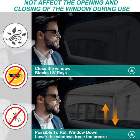 Car accessories - Car sunshades - Car sunshades - Windshield sunshades - Set of 2 car sunshades - Blocks UV rays and protects your car from sun exposure - Suitable for the rear window of the car (black) - Image 3