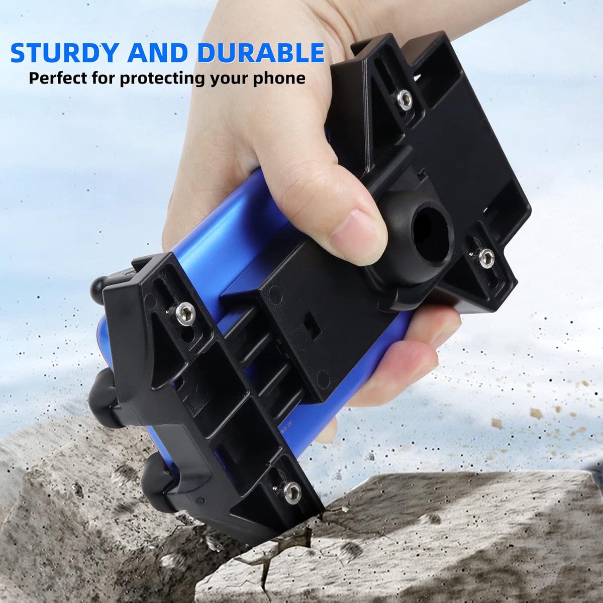 Motorcycle phone mount - Bicycle phone mount - Heavy-duty clamp for motorcycle handlebars - One-handed operation - Scooter phone mount - For phones from 4.7" to 7.25" - Image 4