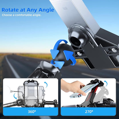 Motorcycle phone mount - Bicycle phone mount - Heavy-duty clamp for motorcycle handlebars - One-handed operation - Scooter phone mount - For phones from 4.7" to 7.25" - Image 6