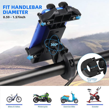 Motorcycle phone mount - Bicycle phone mount - Heavy-duty clamp for motorcycle handlebars - One-handed operation - Scooter phone mount - For phones from 4.7" to 7.25" - Image 8