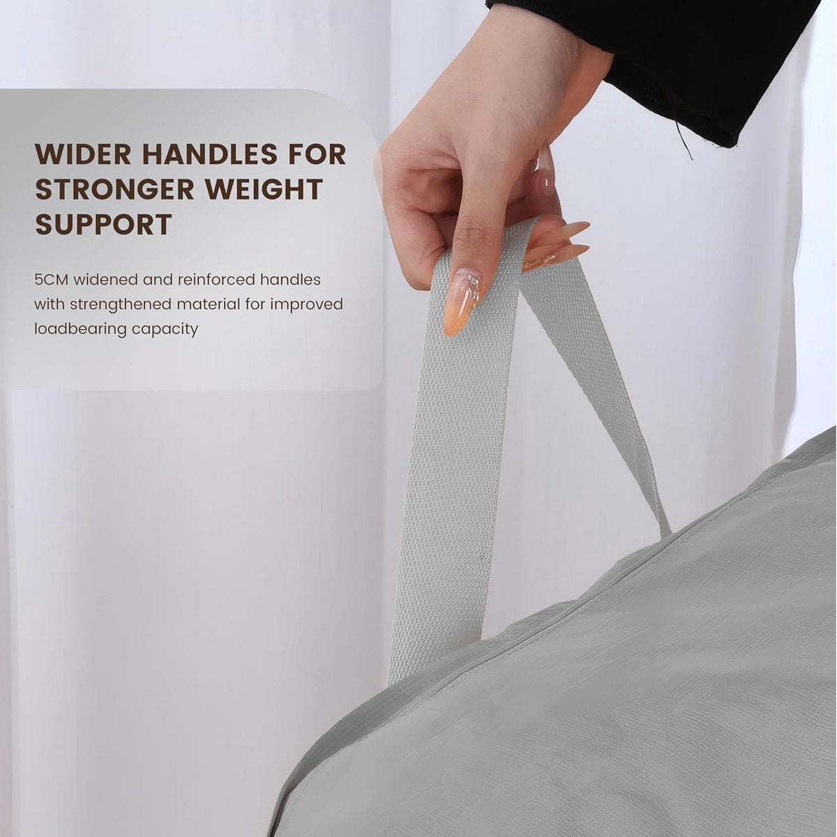 Collapsible Laundry Basket - Large Laundry Basket - Large Storage Bag - Large Carrying Bag - Travel Bag - Storage Bag, Moving Box, Clothes Storage Bag, Moving Bag - Silver - Image 2