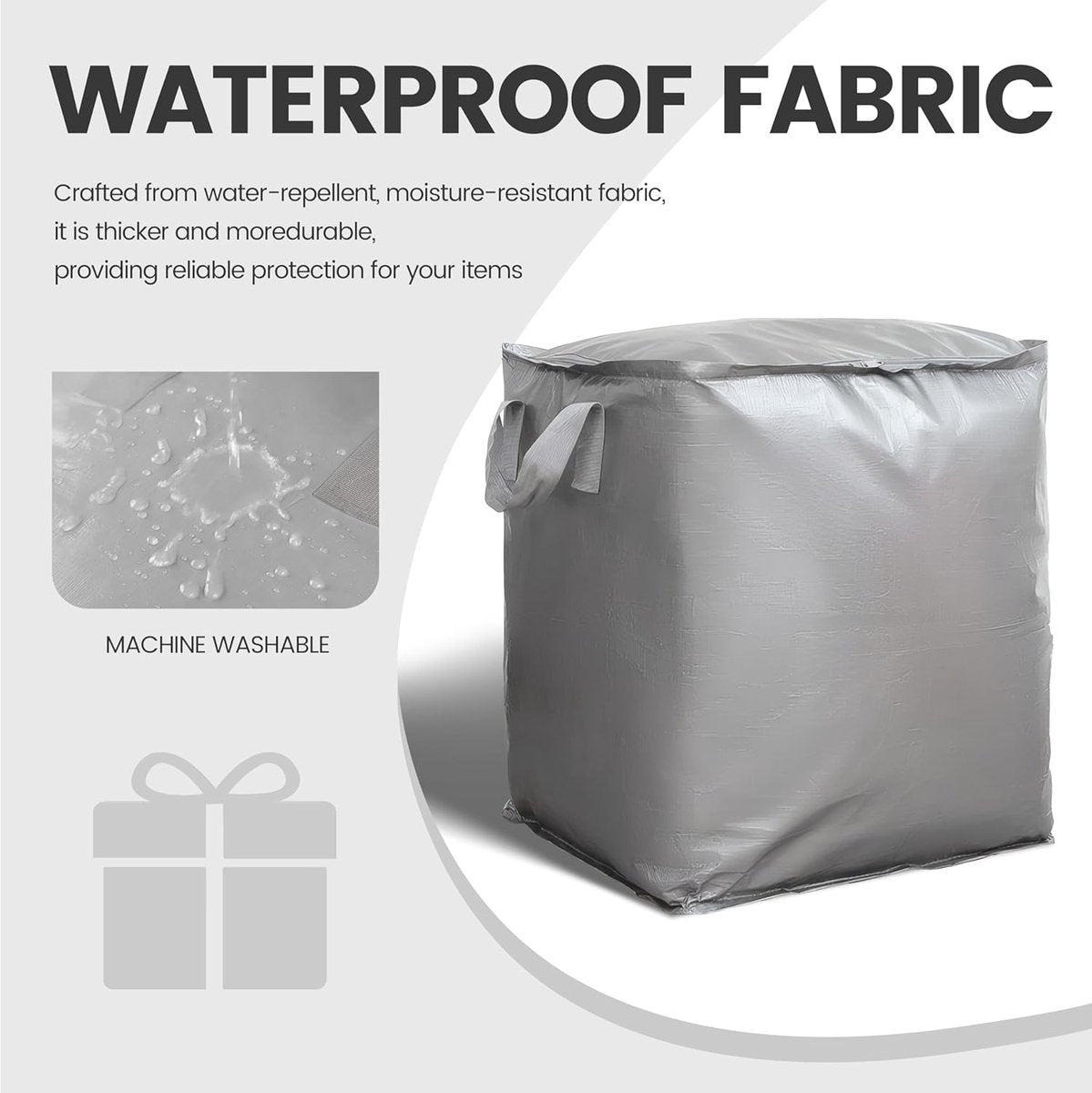 Collapsible Laundry Basket - Large Laundry Basket - Large Storage Bag - Large Carrying Bag - Travel Bag - Storage Bag, Moving Box, Clothes Storage Bag, Moving Bag - Silver - Image 4