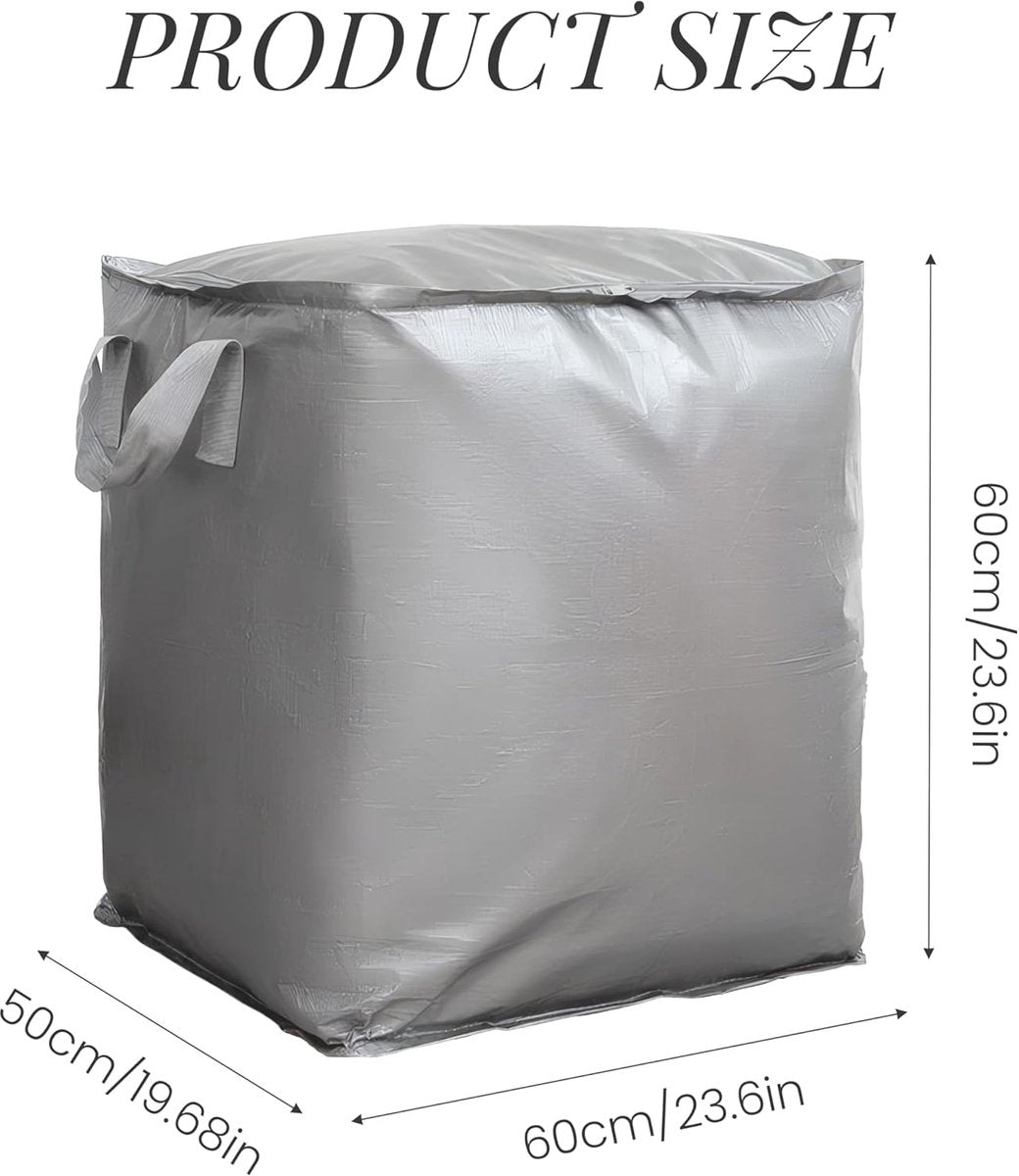 Collapsible Laundry Basket - Large Laundry Basket - Large Storage Bag - Large Carrying Bag - Travel Bag - Storage Bag, Moving Box, Clothes Storage Bag, Moving Bag - Silver - Image 6