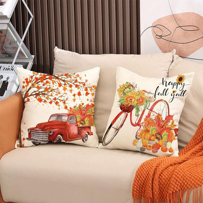 Halloween Theme - Fall Pillowcases - Pillowcases - Linen - Bedroom Decor Pillowcases - Living Room Decor Pillowcases - Sofa Decor Pillowcases - 45 x 45 cm - Four-Piece Set - Image 3